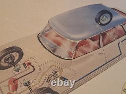 Rare affiche ancienne Cadre D'origine Citroën DS Shema Servo Frein Hydraulique