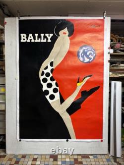 Rare affiche ancienne Chaussure Bally Par Villemot Entoilée Etat Moyen