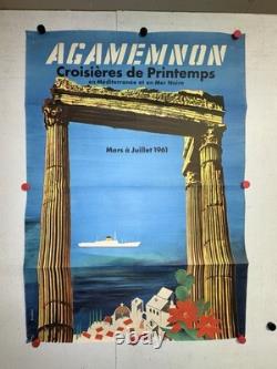 Rare affiche ancienne Croisière Bateau Agamemnon Grèce Méditerranée Mer Noire