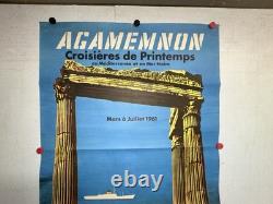 Rare affiche ancienne Croisière Bateau Agamemnon Grèce Méditerranée Mer Noire