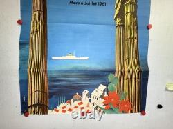 Rare affiche ancienne Croisière Bateau Agamemnon Grèce Méditerranée Mer Noire