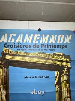 Rare affiche ancienne Croisière Bateau Agamemnon Grèce Méditerranée Mer Noire