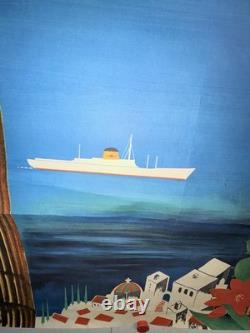 Rare affiche ancienne Croisière Bateau Agamemnon Grèce Méditerranée Mer Noire