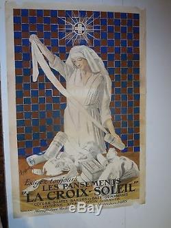 Rare affiche ancienne Croix soleil de Cappiello infirmiere pharmacie 1930