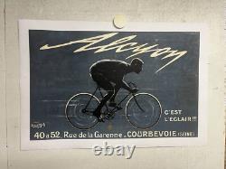 Rare affiche ancienne Cycle Alcyon Par Marcel Bloch Entoilée Mais Pliée