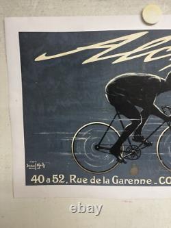 Rare affiche ancienne Cycle Alcyon Par Marcel Bloch Entoilée Mais Pliée