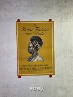 Rare affiche ancienne Expo Parure Feminine Des Colonies Paris 1945