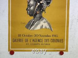 Rare affiche ancienne Expo Parure Feminine Des Colonies Paris 1945