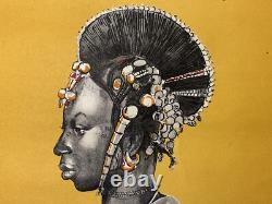 Rare affiche ancienne Expo Parure Feminine Des Colonies Paris 1945