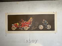 Rare affiche ancienne La Contravention Automobile Lithographie Par Fernel