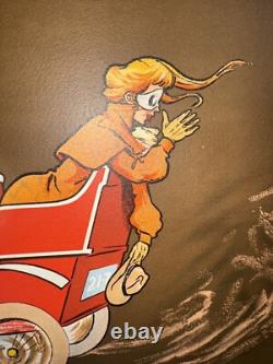 Rare affiche ancienne La Contravention Automobile Lithographie Par Fernel