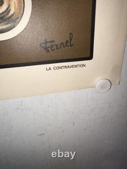 Rare affiche ancienne La Contravention Automobile Lithographie Par Fernel