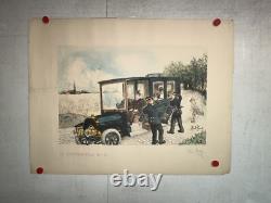 Rare affiche ancienne Là Contravention Signature Originale De Beerts 1905