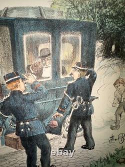 Rare affiche ancienne Là Contravention Signature Originale De Beerts 1905