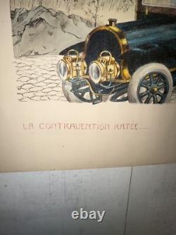 Rare affiche ancienne Là Contravention Signature Originale De Beerts 1905