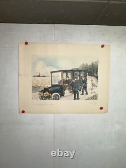 Rare affiche ancienne Là Contravention Signature Originale De Beerts 1905