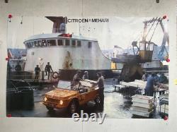 Rare affiche ancienne Mehari Citroen automobil huile essence Total