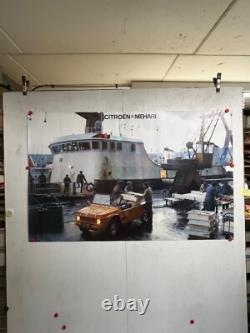 Rare affiche ancienne Mehari Citroen automobil huile essence Total