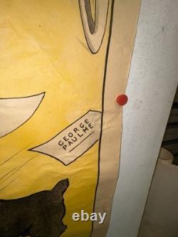 Rare affiche ancienne Moto Cycle Gladiator Début 1900 Collé Sur Papier Kraft
