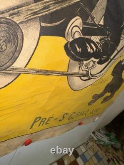 Rare affiche ancienne Moto Cycle Gladiator Début 1900 Collé Sur Papier Kraft