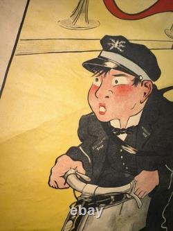 Rare affiche ancienne Moto Cycle Gladiator Début 1900 Collé Sur Papier Kraft