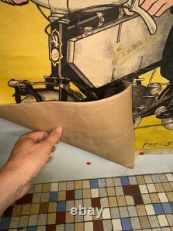 Rare affiche ancienne Moto Cycle Gladiator Début 1900 Collé Sur Papier Kraft