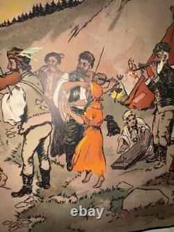 Rare affiche ancienne Renault Auto 1900 Par Beerts Gitans