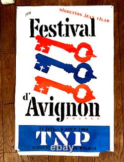 Rare affiche ancienne TNP FESTIVAL JEAN VILAR AVIGNON Avignon 40 X 61 cm