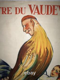 Rare affiche ancienne Theatre du vaudeville Le coq Par Lechat Bruxelles 1931