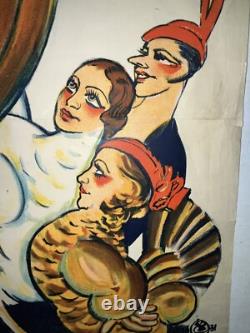 Rare affiche ancienne Theatre du vaudeville Le coq Par Lechat Bruxelles 1931