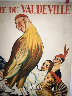 Rare affiche ancienne Theatre du vaudeville Le coq Par Lechat Bruxelles 1931