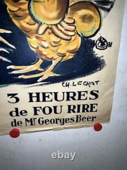 Rare affiche ancienne Theatre du vaudeville Le coq Par Lechat Bruxelles 1931