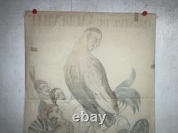 Rare affiche ancienne Theatre du vaudeville Le coq Par Lechat Bruxelles 1931