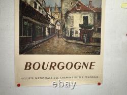 Rare affiche ancienne Tourisme Bourgogne SNCF 1949