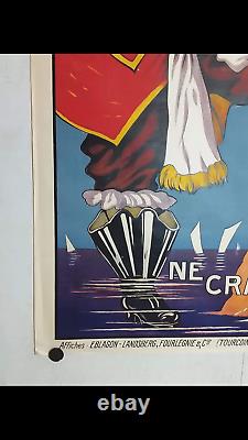 Rare affiche ancienne cirage Jean Bart pirate navire Dunkerque