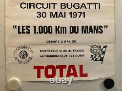 Rare affiche ancienne course moto circuit Bugatti les 1000 km Mans
