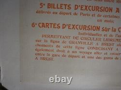 Rare affiche ancienne originale chemin de fer Bretagne Grun entoilée 1901