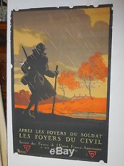 Rare affiche ancienne par Dorival Union franco americaine YMCA 1919 WW1