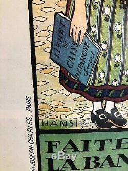 Rare affiche ancienne par Hansi banque Alsace Lorainne emprunt 1920