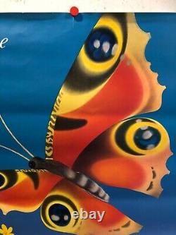Rare affiche ancienne tourisme Suisse Lucerne papillon bateau lac par Schmidilin