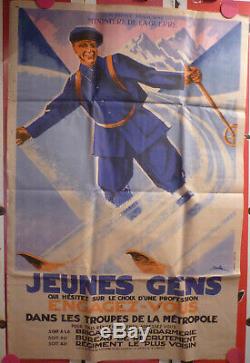 Rare affiche ski chasseurs Alpins Eric de Coulon vers 1920