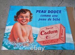 Rare ancienne grande affiche originale des années 50 savon Cadum, 159 x 117 cm