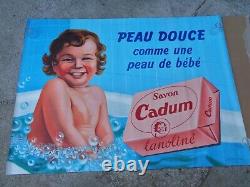 Rare ancienne grande affiche originale des années 50 savon Cadum, 159 x 117 cm