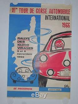 Rare et belle affiche ancienne rallye de Corse 1966
