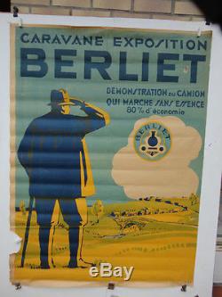 Rare grande affiche ancienne camion Berliet caravane exposition