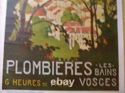 Rare modele affiche plombieres les bains 1926 paysage vosges robaudy heulluy