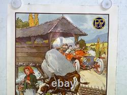 Rare petite affiche ancienne automobile Piccard Pictet Geneve Suisse debut 1900