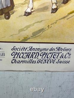 Rare petite affiche ancienne automobile Piccard Pictet Geneve Suisse debut 1900