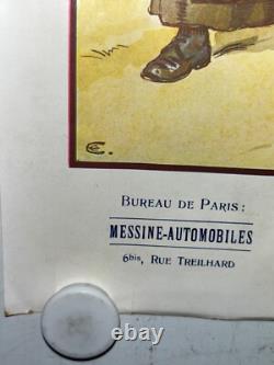 Rare petite affiche ancienne automobile Piccard Pictet Geneve Suisse debut 1900