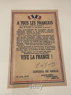Rarissime Affiche Appel Du 18 Juin Originale 1943 De Gaulle France Libre Ffi Ffl